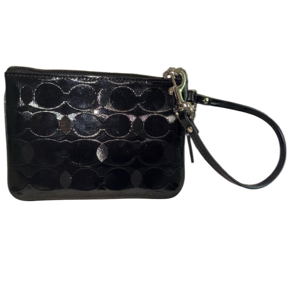 Coach Black Patent Leather Wristlet EUC - Picture 2 of 5